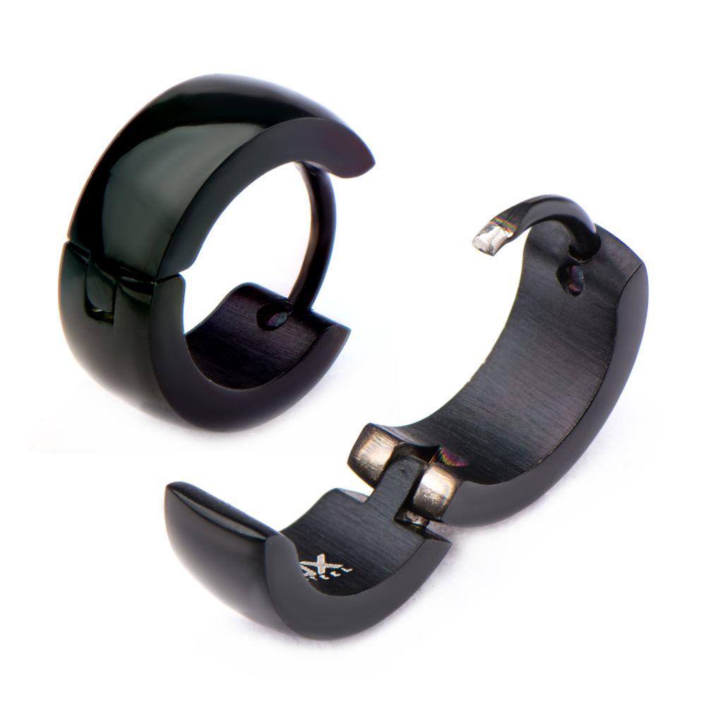 Men's Black Huggies Earrings
