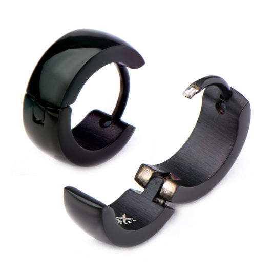 Men's Black Huggies Earrings