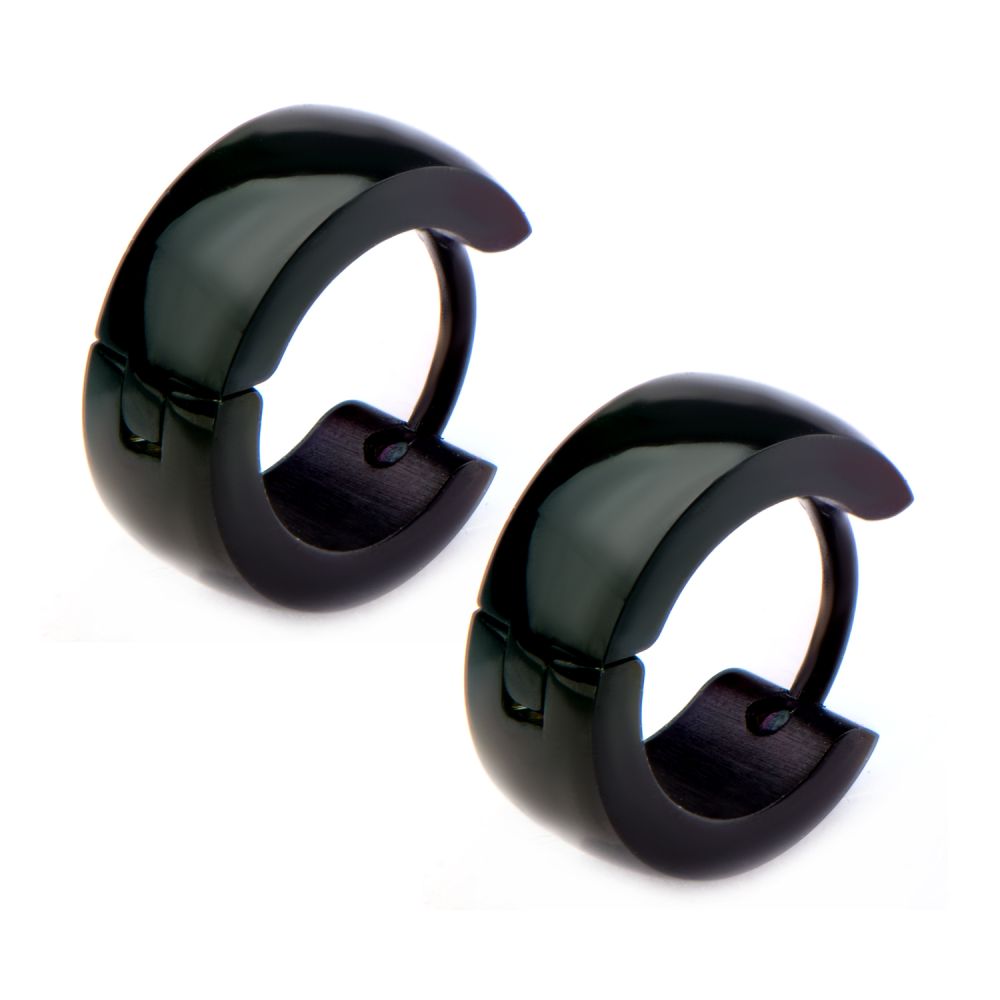 Men's Black Huggies Earrings