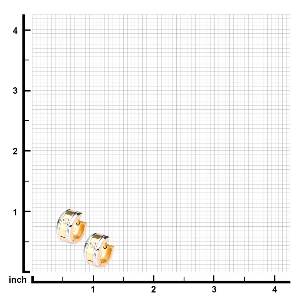 Stainless Steel Gold IP with 1 Clear CZ Gem Huggies Earrings