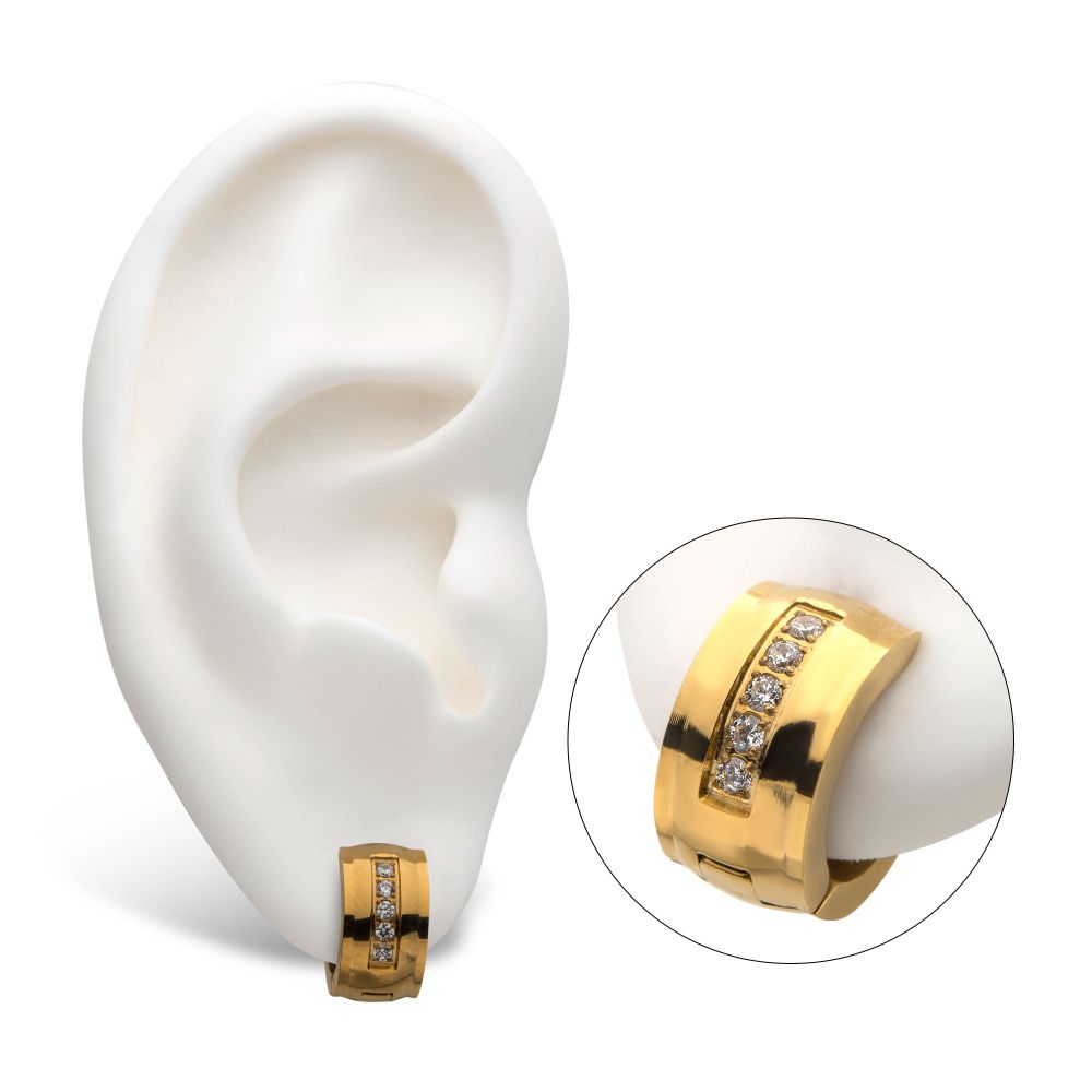 Gold Titanium Hinged Huggie Earrings