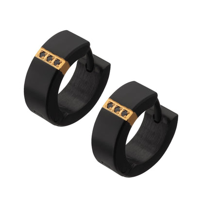 MEN'S Black Matte Finish Kraken Huggie Earrings with 1mm Geniune Black Sapphire Gem