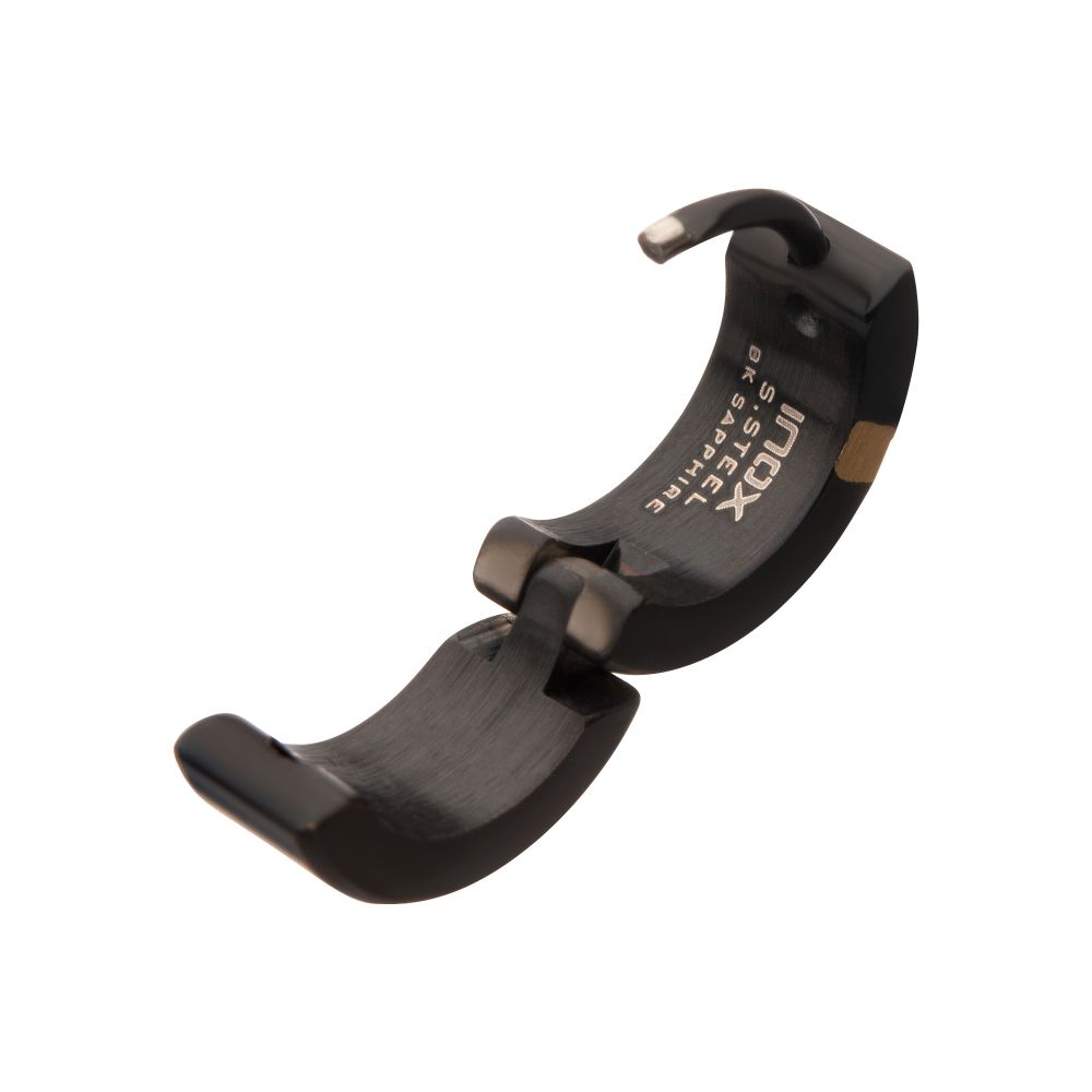 MEN'S Black Matte Finish Kraken Huggie Earrings with 1mm Geniune Black Sapphire Gem