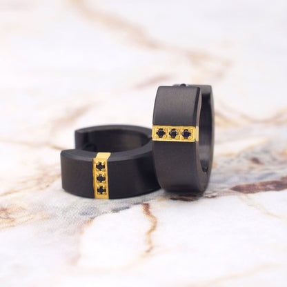 MEN'S Black Matte Finish Kraken Huggie Earrings with 1mm Geniune Black Sapphire Gem