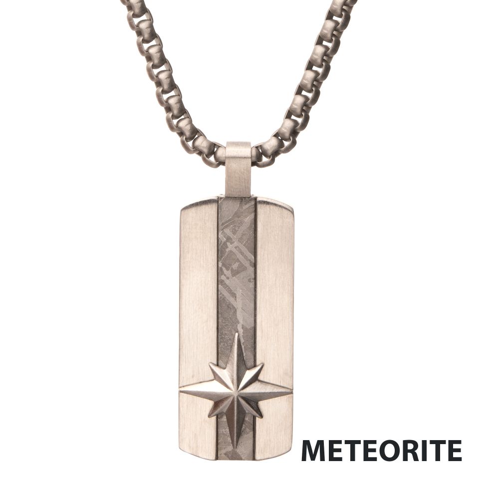 Men's Supernova Meteorite Inlay Dog Tag Pendant