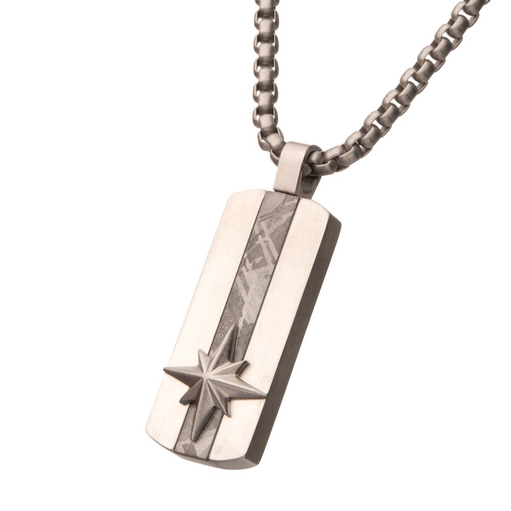 Men's Supernova Meteorite Inlay Dog Tag Pendant