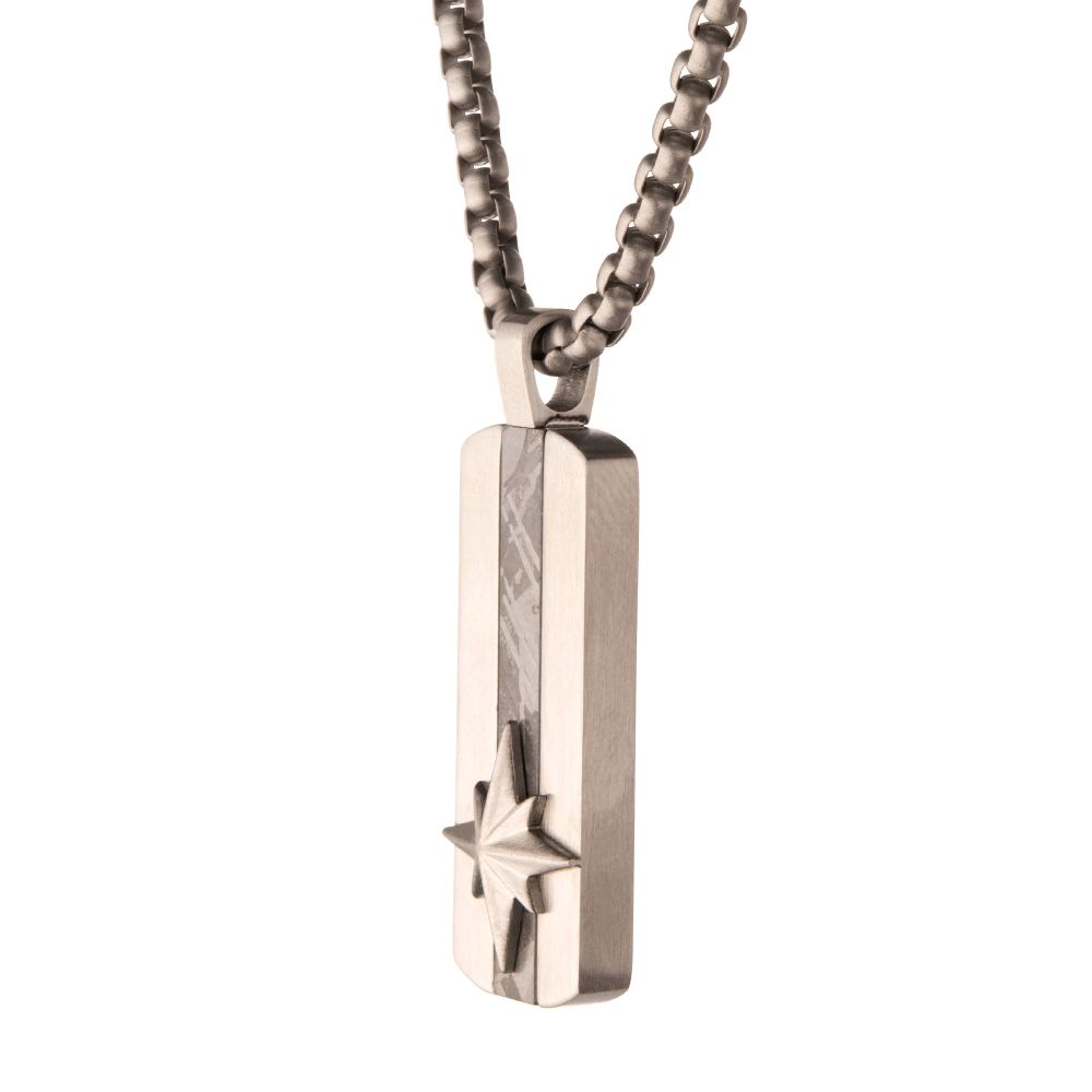 Men's Supernova Meteorite Inlay Dog Tag Pendant