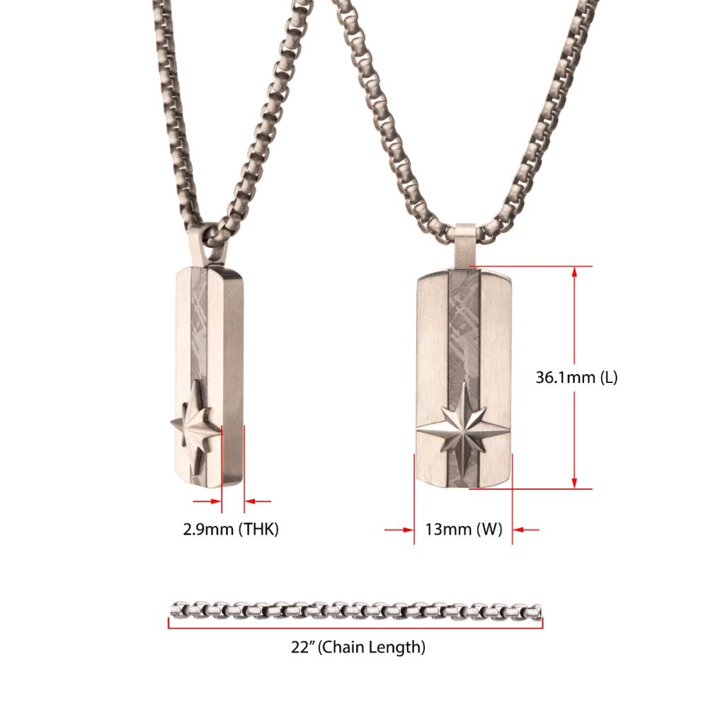 Men's Supernova Meteorite Inlay Dog Tag Pendant