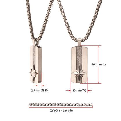Men's Supernova Meteorite Inlay Dog Tag Pendant