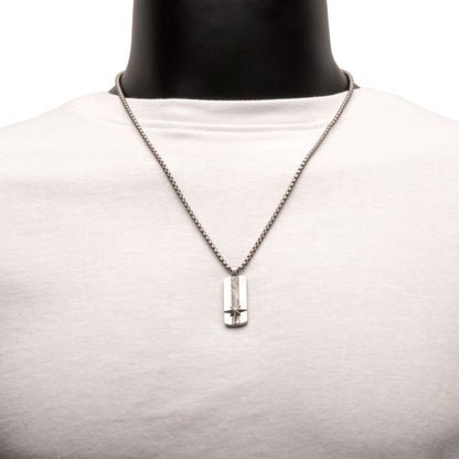 Men's Supernova Meteorite Inlay Dog Tag Pendant