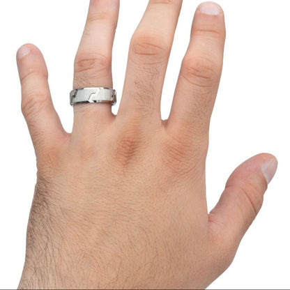 Men's Titanium Tread Pattern Ring