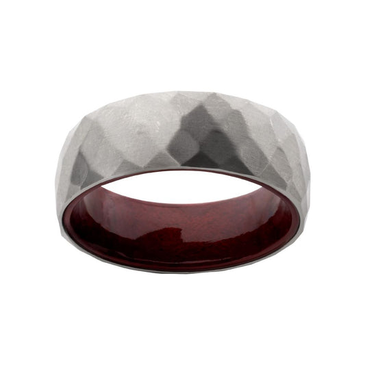 Men's Titanium & Redwood Matte Finish Mosaic Ring