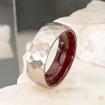 Men's Titanium & Redwood Matte Finish Mosaic Ring