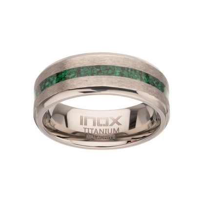 Men's Matte Finish Titanium Malachite Stone Inlay Ring