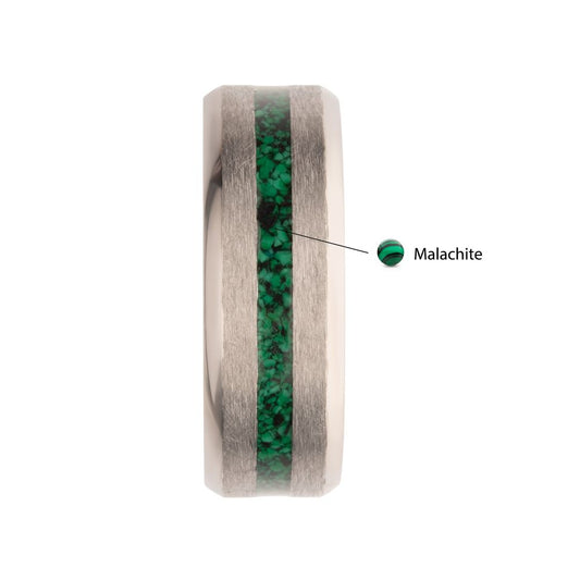Men's Matte Finish Titanium Malachite Stone Inlay Ring