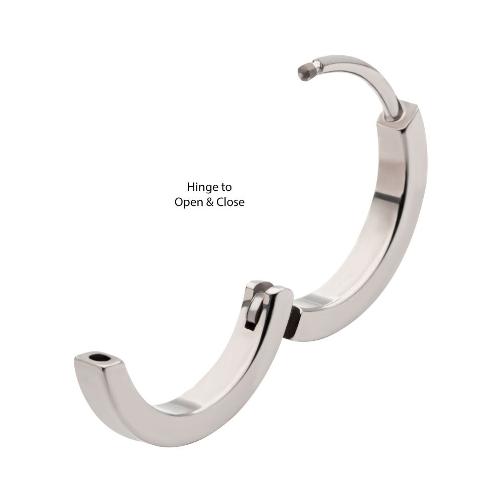 Men's Titanium Clear CZ Hinged Huggie Earrings