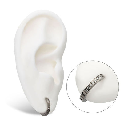Men's Titanium Clear CZ Hinged Huggie Earrings