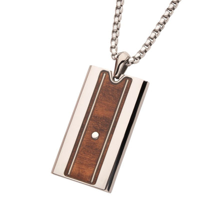 Mens  Titanium & Whiskey Barrel Wood Inlay with Embedded Guitar String Pendant