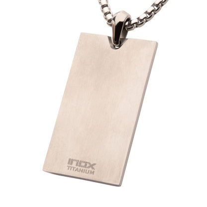 Mens  Titanium & Whiskey Barrel Wood Inlay with Embedded Guitar String Pendant