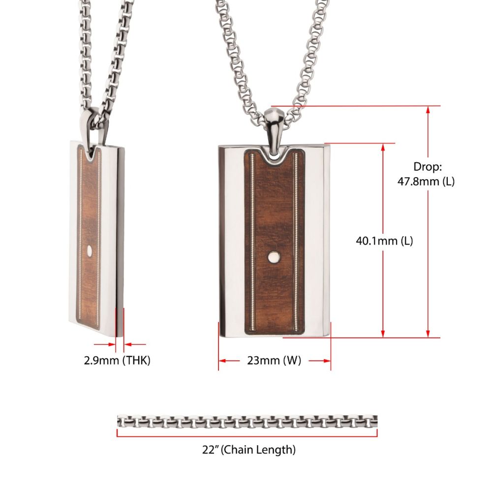 Mens  Titanium & Whiskey Barrel Wood Inlay with Embedded Guitar String Pendant