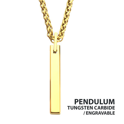 Men's Gold Tungsten Engravable Pendant - 22"