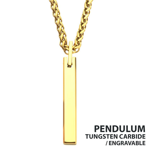 Men's Gold Tungsten Engravable Pendant - 22"
