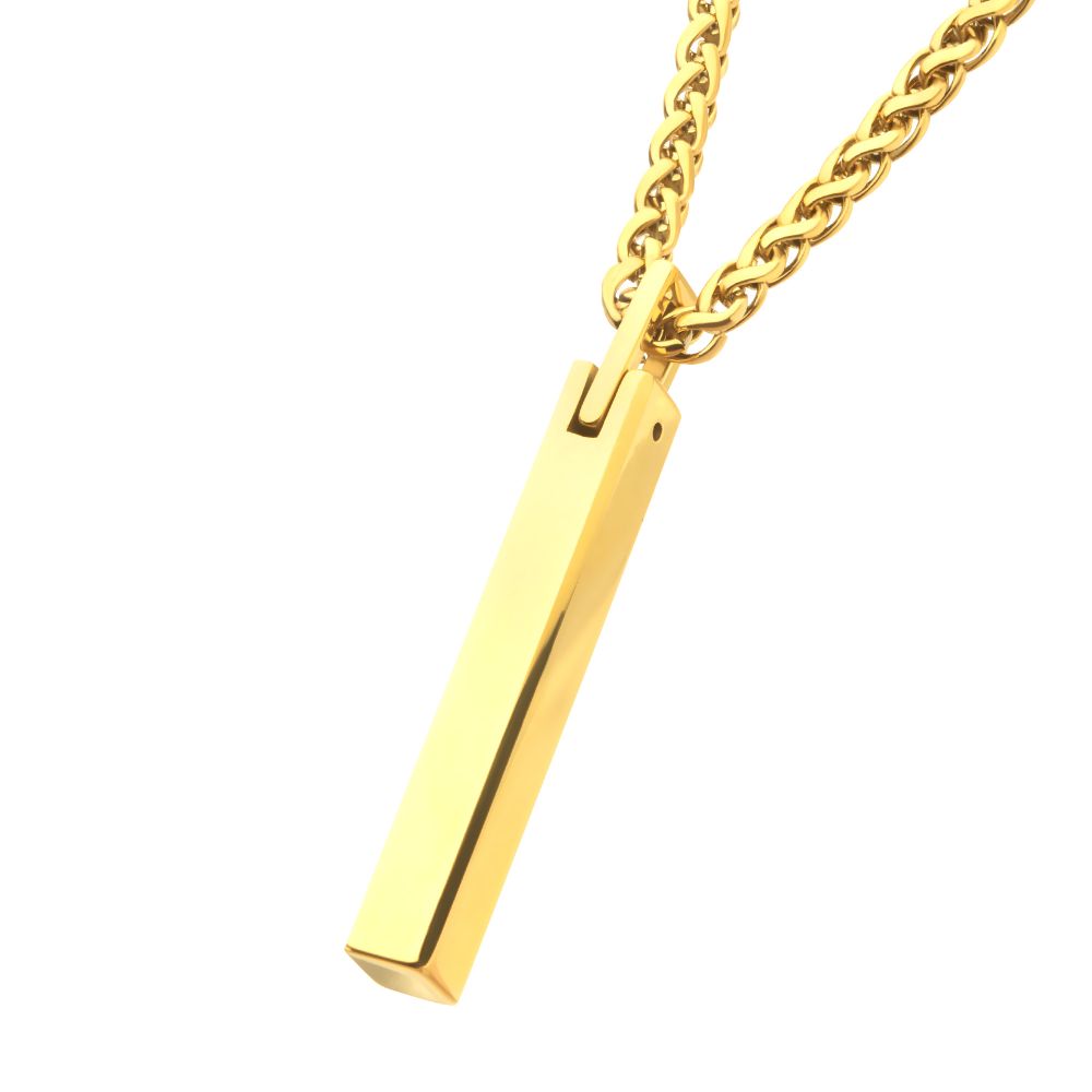 Men's Gold Tungsten Engravable Pendant - 22"