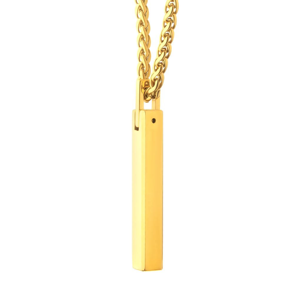 Men's Gold Tungsten Engravable Pendant - 22"