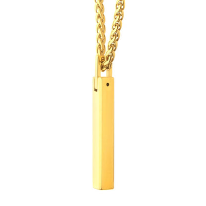Men's Gold Tungsten Engravable Pendant - 22"