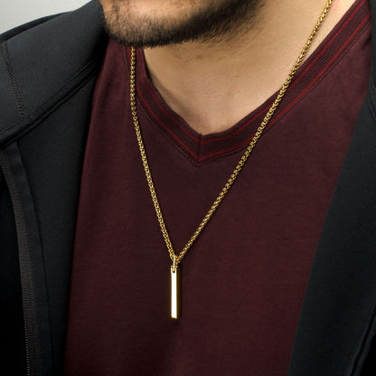 Men's Gold Tungsten Engravable Pendant - 22"